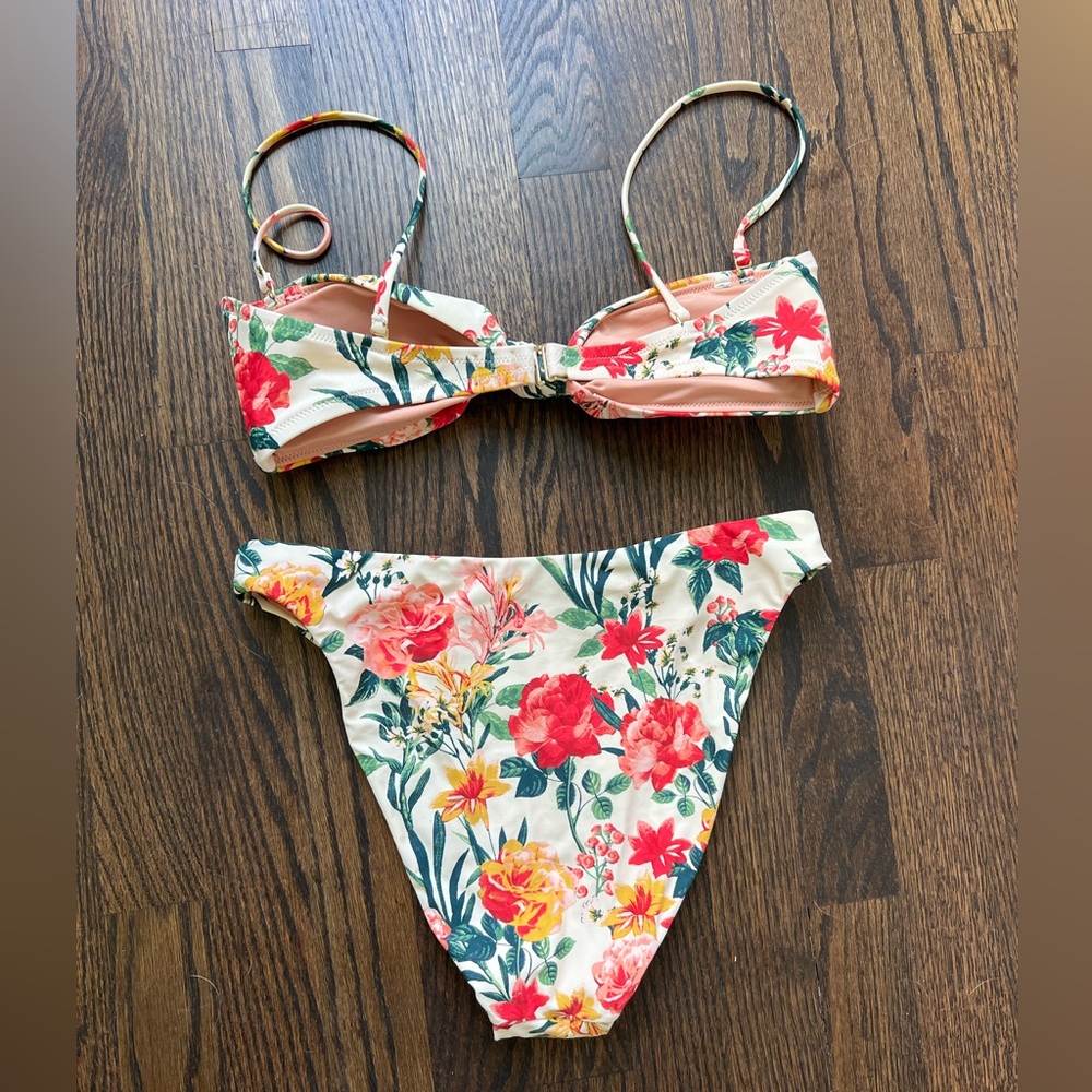 J Crew Knot Bandeau / High Leg Bottom / Sarong in Vintage Floral